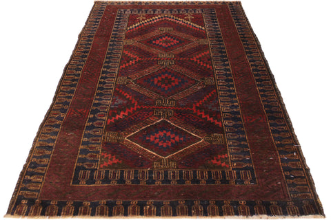 handmade Traditional Antique Sherwan Rust Blue Hand Knotted RECTANGLE 100% WOOL area rug 3x4
