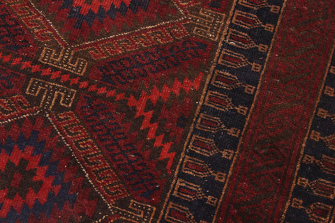 handmade Traditional Antique Sherwan Rust Blue Hand Knotted RECTANGLE 100% WOOL area rug 3x4