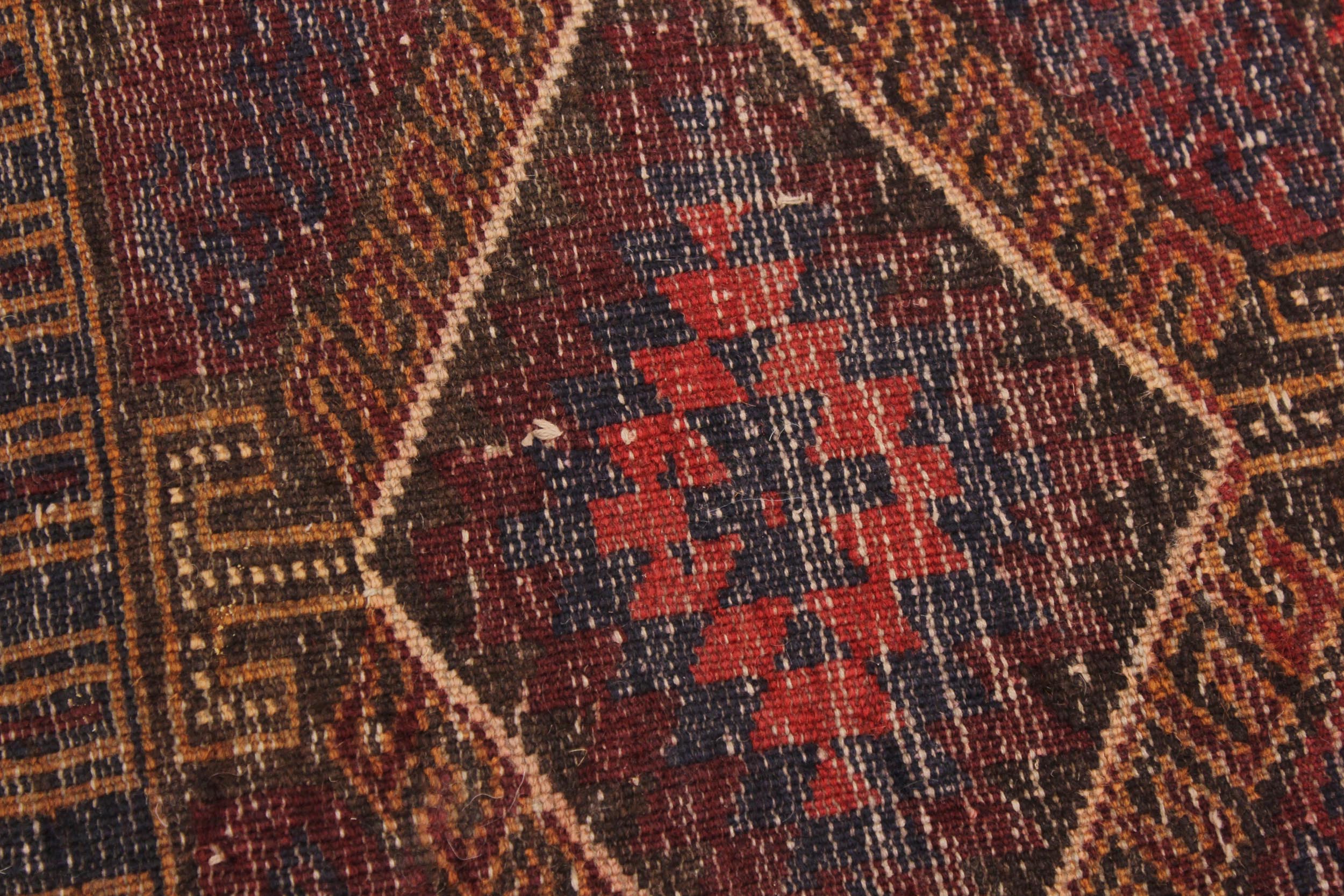 handmade Traditional Antique Sherwan Rust Blue Hand Knotted RECTANGLE 100% WOOL area rug 3x4