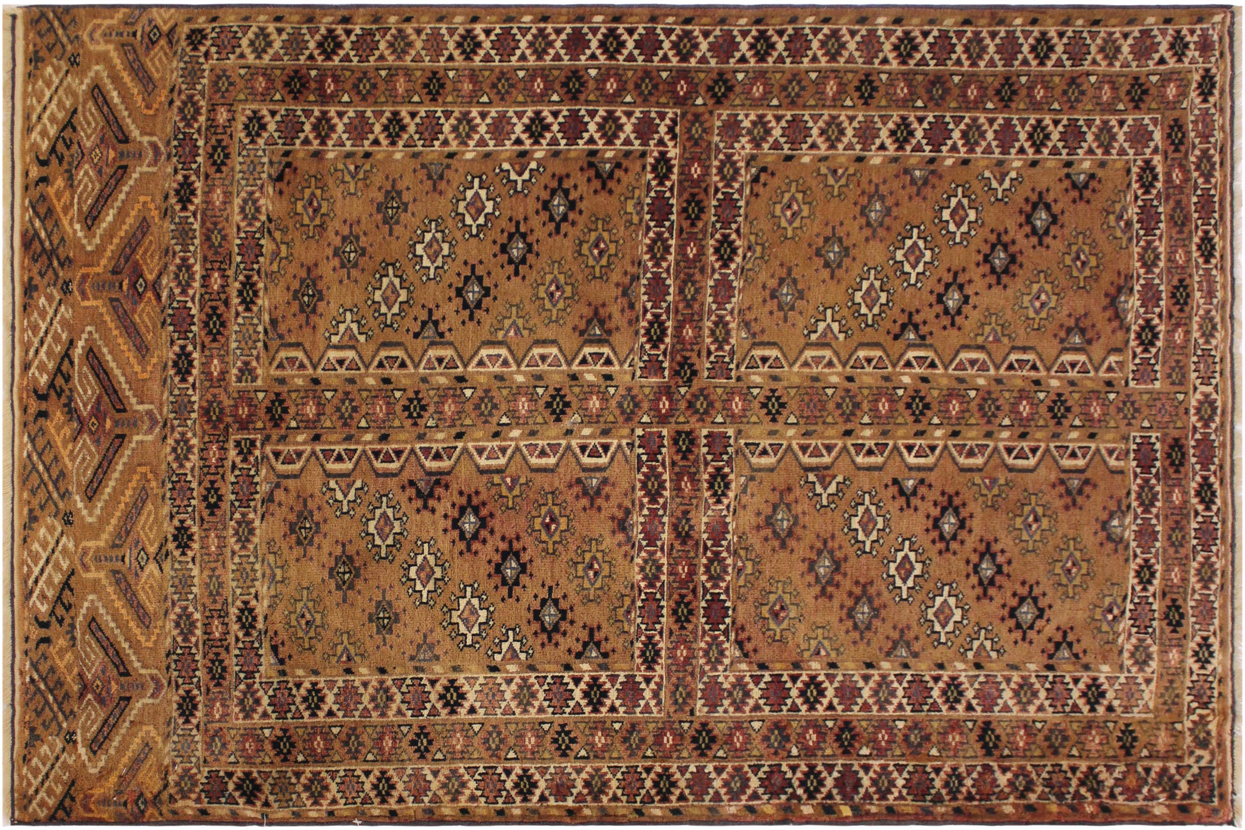 handmade Geometric Antique Tan Blue Hand Knotted RECTANGLE 100% WOOL area rug 3x5
