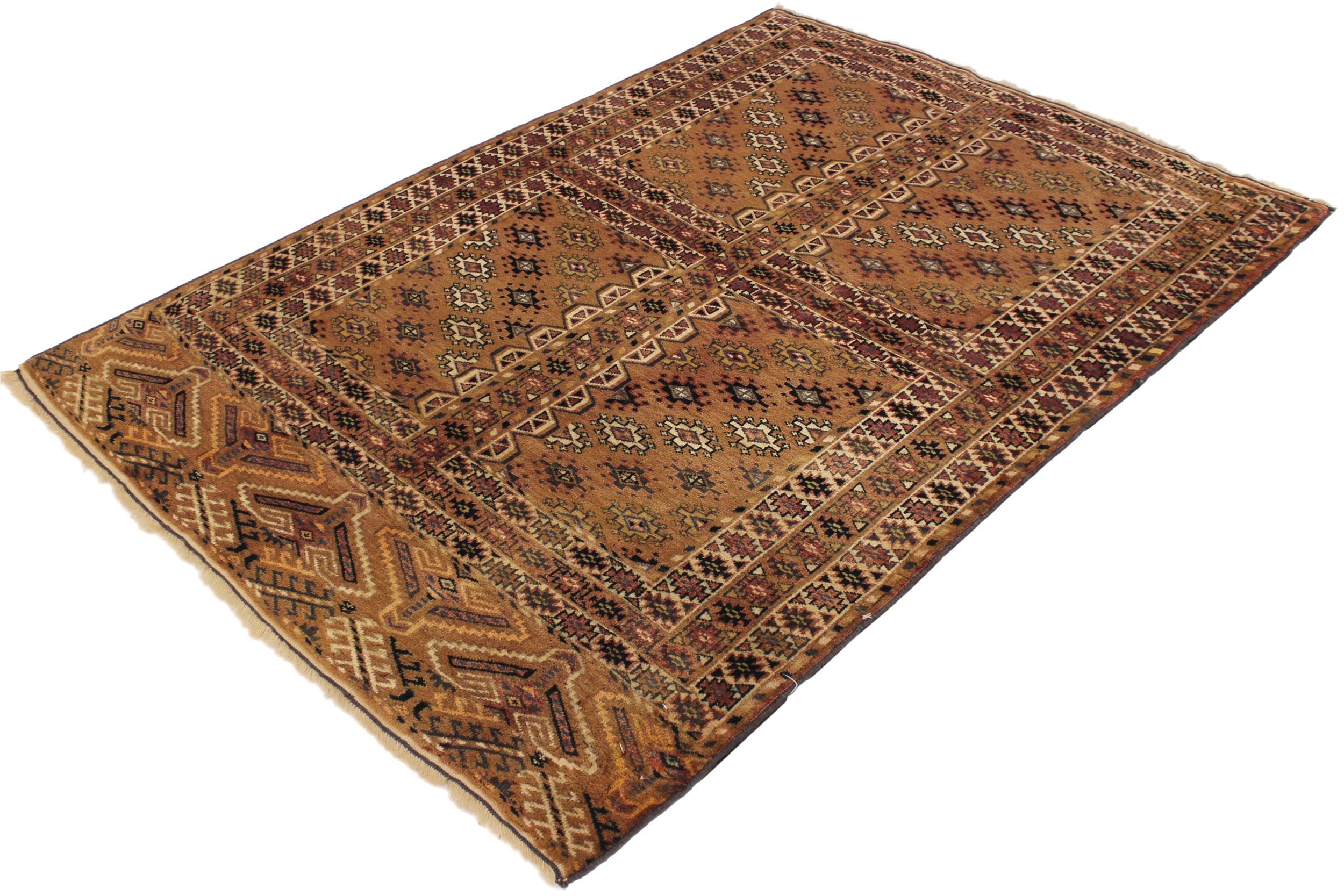 handmade Geometric Antique Tan Blue Hand Knotted RECTANGLE 100% WOOL area rug 3x5
