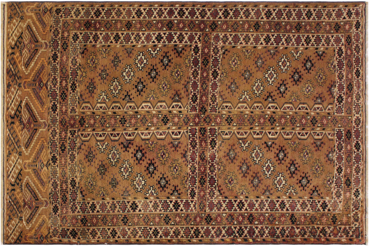 handmade Geometric Antique Tan Blue Hand Knotted RECTANGLE 100% WOOL area rug 3x5
