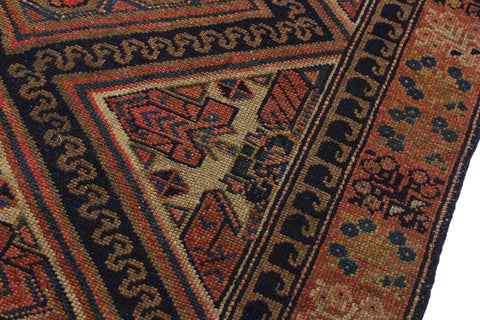handmade Geometric Antique Kazak Antique Rust Blue Hand Knotted RUNNER 100% WOOL area rug 3x8