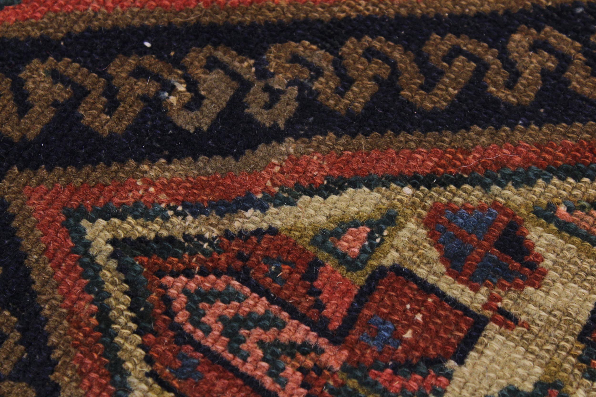 handmade Geometric Antique Kazak Antique Rust Blue Hand Knotted RUNNER 100% WOOL area rug 3x8