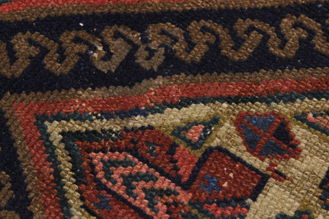handmade Geometric Antique Kazak Antique Rust Blue Hand Knotted RUNNER 100% WOOL area rug 3x8