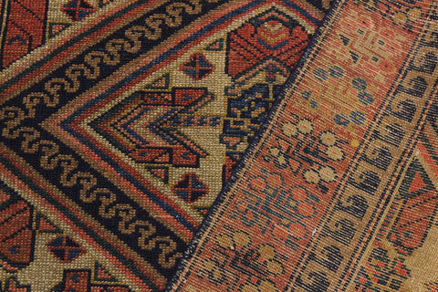 handmade Geometric Antique Kazak Antique Rust Blue Hand Knotted RUNNER 100% WOOL area rug 3x8