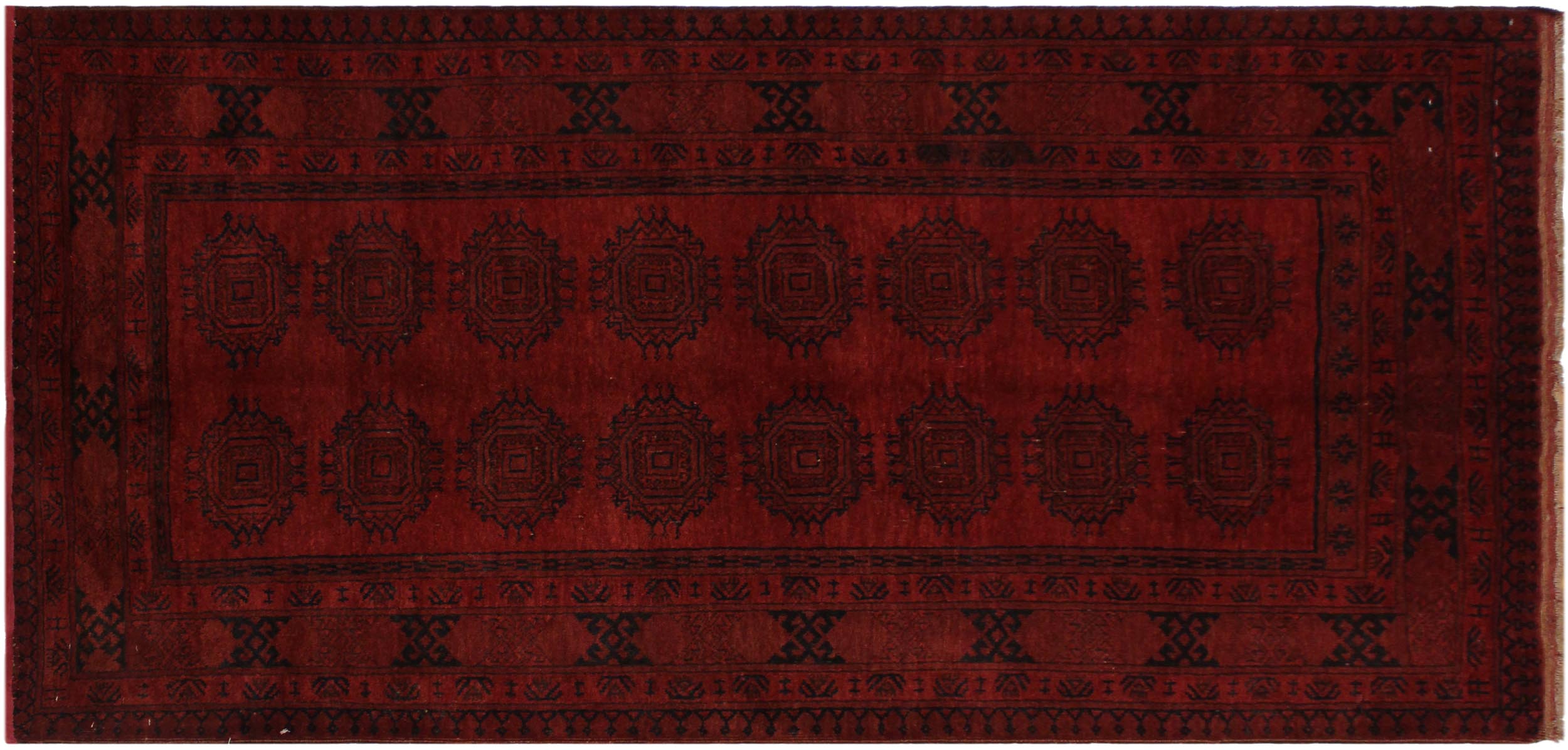 handmade Geometric Antique Bokhara Rust Blue Hand Knotted RUNNER 100% WOOL area rug 4x6