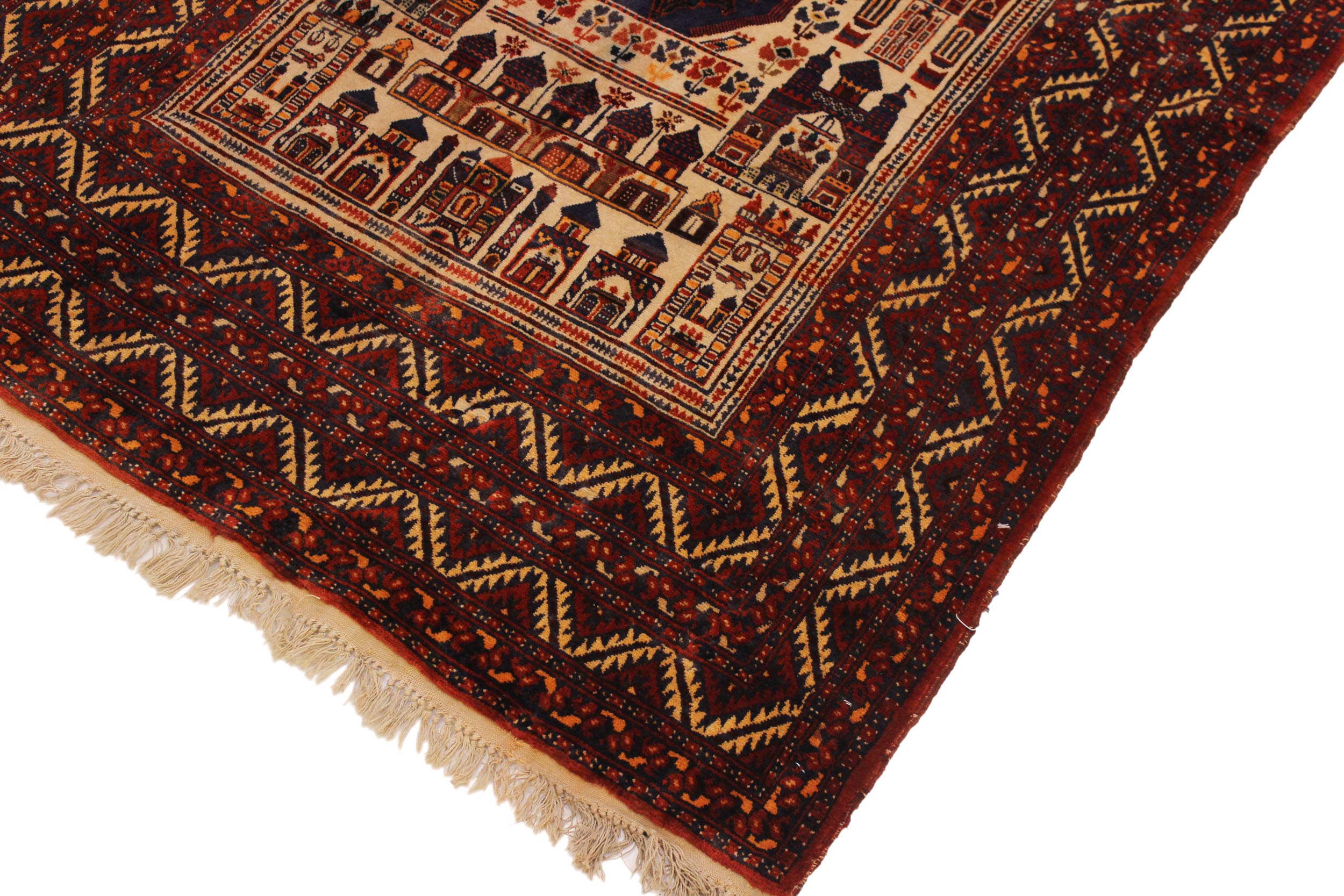 handmade Traditional Antique Antique Rust Beige Hand Knotted RECTANGLE 100% WOOL area rug 4x6