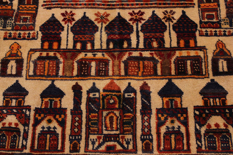 handmade Traditional Antique Antique Rust Beige Hand Knotted RECTANGLE 100% WOOL area rug 4x6