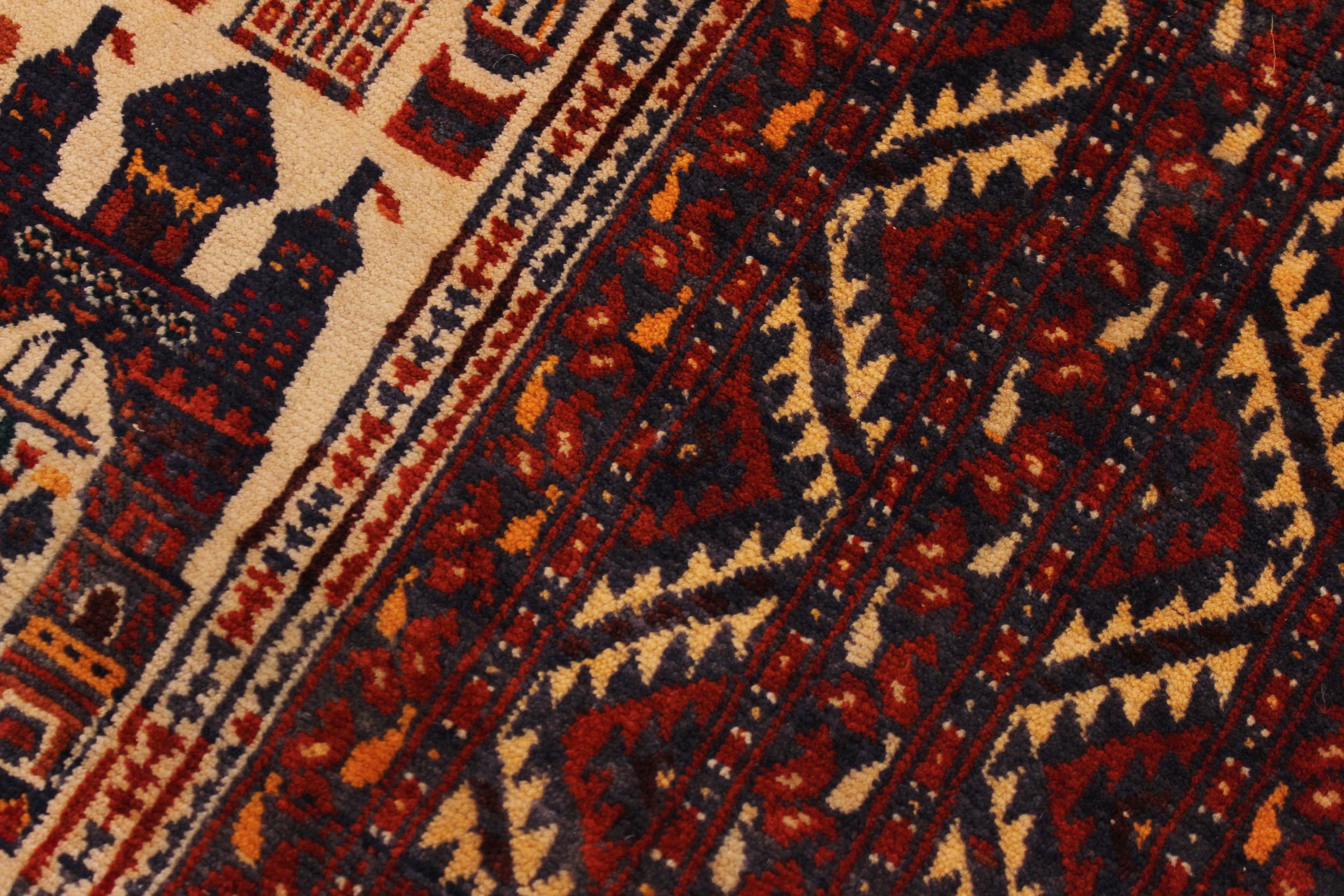 handmade Traditional Antique Antique Rust Beige Hand Knotted RECTANGLE 100% WOOL area rug 4x6