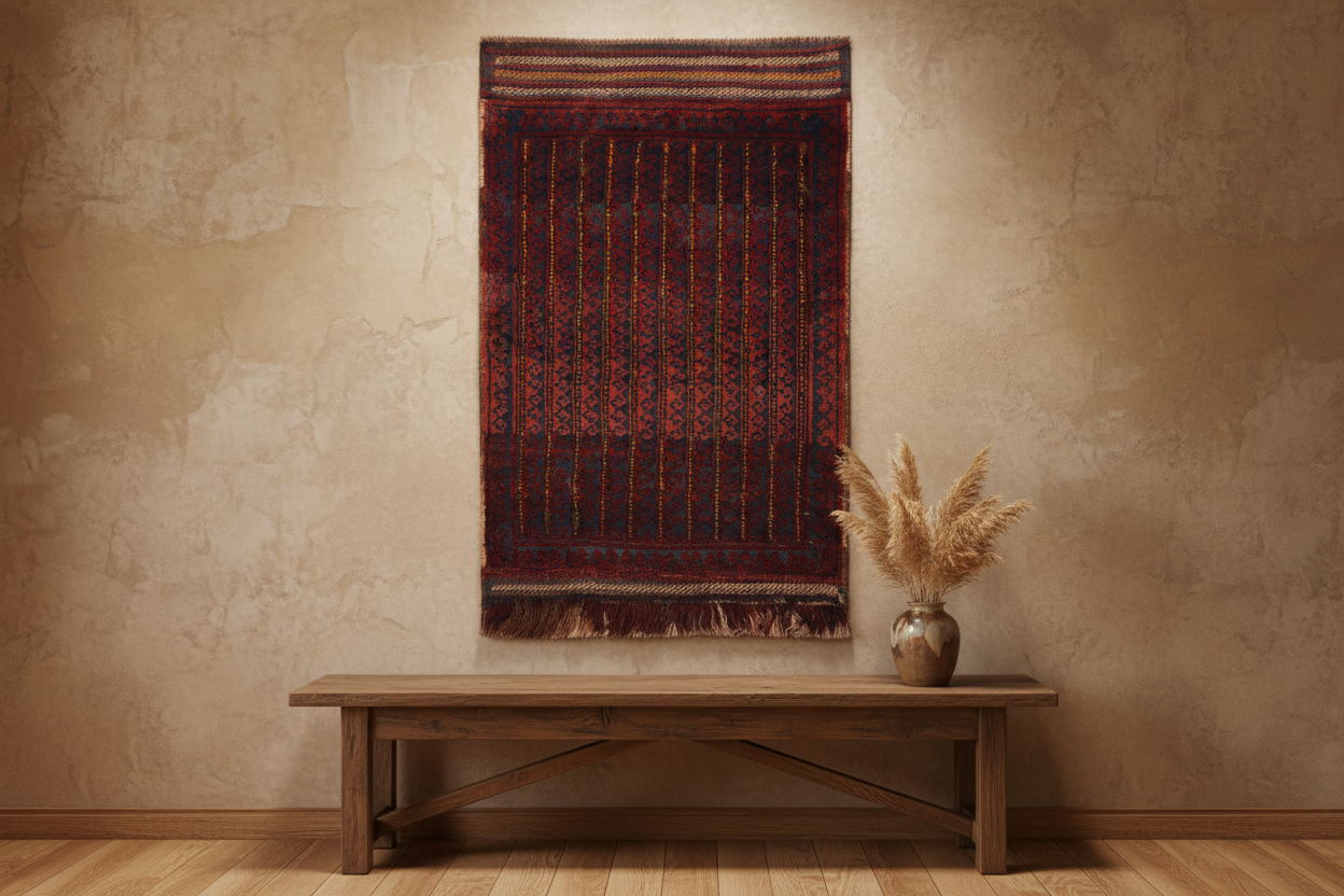 handmade Geometric Balouchi Red Blue Hand Knotted RECTANGLE 100% WOOL area rug 2x3