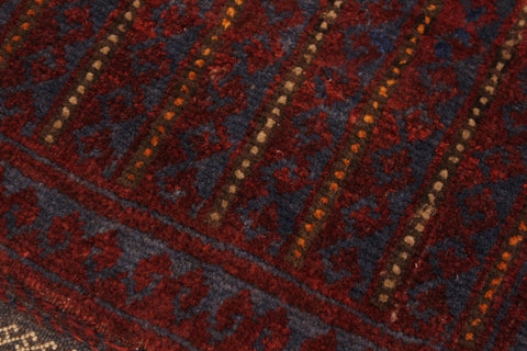 handmade Geometric Balouchi Red Blue Hand Knotted RECTANGLE 100% WOOL area rug 2x3