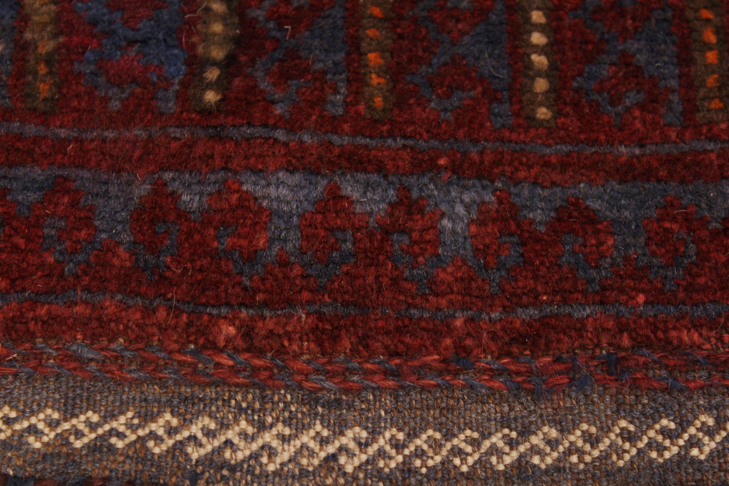 handmade Geometric Balouchi Red Blue Hand Knotted RECTANGLE 100% WOOL area rug 2x3