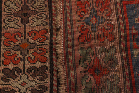 handmade Geometric Antique Kazak Antique Blue Rust Hand Knotted RECTANGLE 100% WOOL area rug 3x4