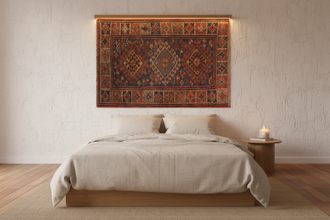 handmade Geometric Antique Kazak Antique Blue Rust Hand Knotted RECTANGLE 100% WOOL area rug 3x4