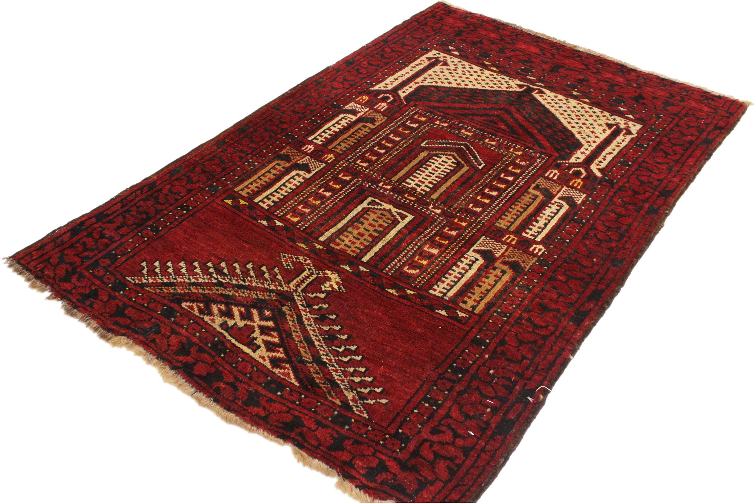 handmade Traditional Antique Antique Red Ivory Hand Knotted RECTANGLE 100% WOOL area rug 3x4