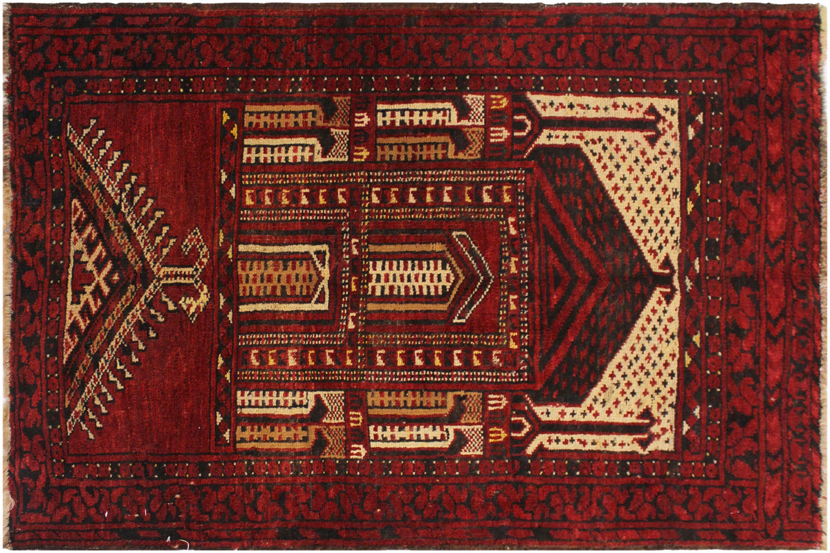handmade Traditional Antique Antique Red Ivory Hand Knotted RECTANGLE 100% WOOL area rug 3x4