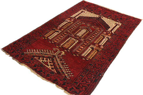 handmade Traditional Antique Antique Red Ivory Hand Knotted RECTANGLE 100% WOOL area rug 3x4