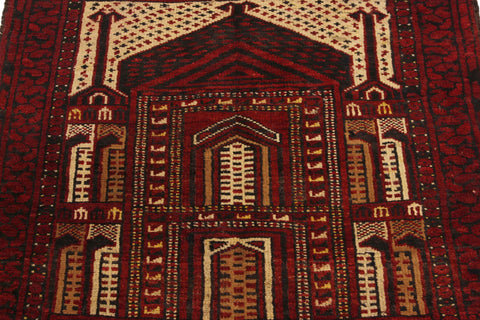 handmade Traditional Antique Antique Red Ivory Hand Knotted RECTANGLE 100% WOOL area rug 3x4