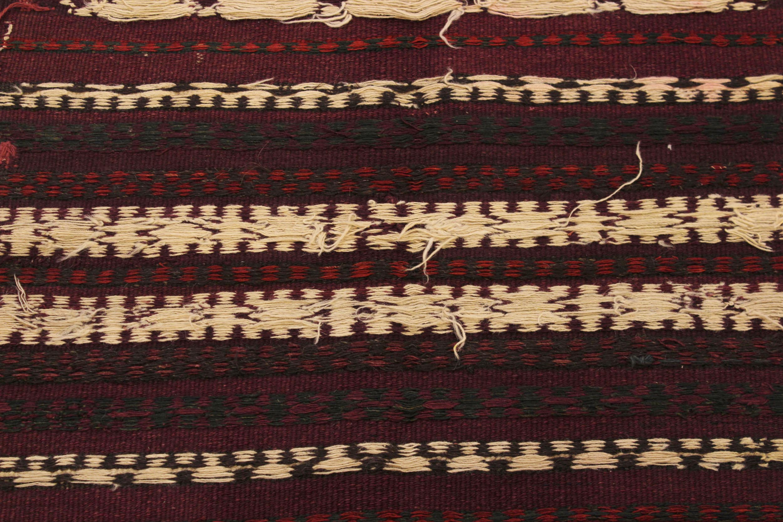 handmade Geometric Antique Drk. Red Ivory Hand-Woven RECTANGLE 100% WOOL area rug 3x4
