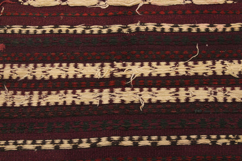 handmade Geometric Antique Drk. Red Ivory Hand-Woven RECTANGLE 100% WOOL area rug 3x4