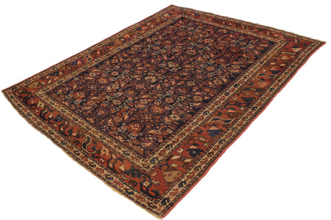 handmade Geometric Antique Antique Blue Rust Hand Knotted RECTANGLE 100% WOOL area rug 4x6