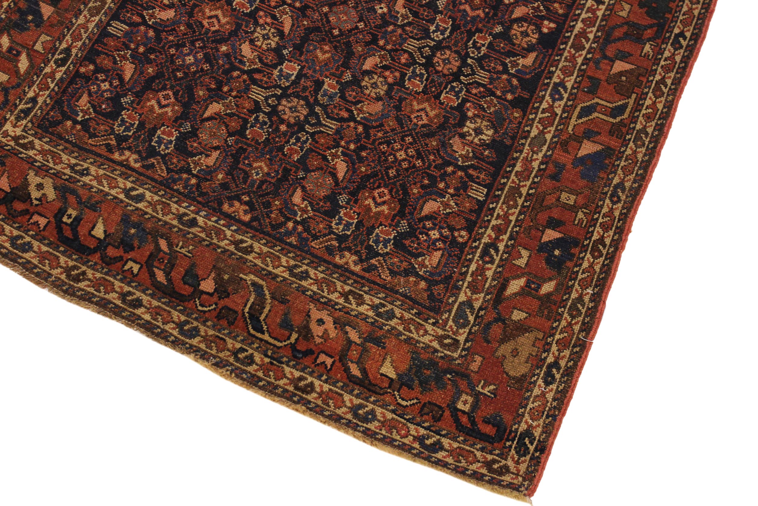 handmade Geometric Antique Antique Blue Rust Hand Knotted RECTANGLE 100% WOOL area rug 4x6