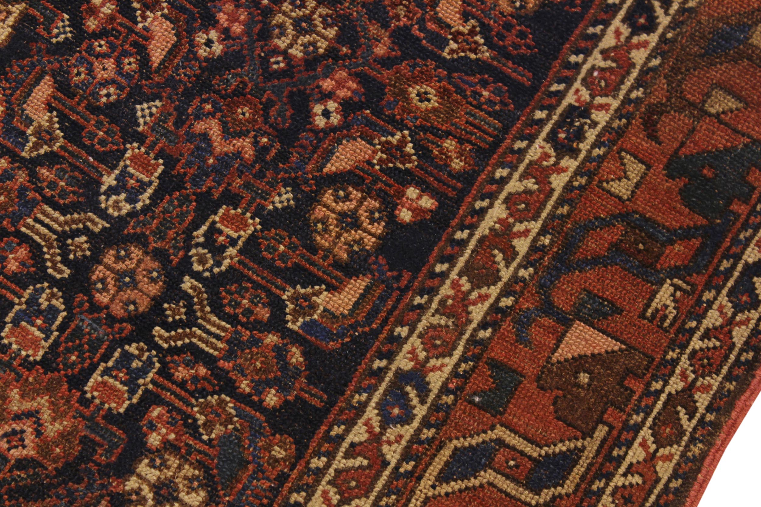 handmade Geometric Antique Antique Blue Rust Hand Knotted RECTANGLE 100% WOOL area rug 4x6