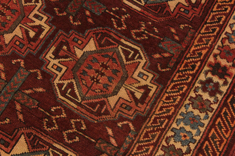 handmade Geometric Antique Kazak Antique Rust Ivory Hand Knotted RECTANGLE 100% WOOL area rug 3x5