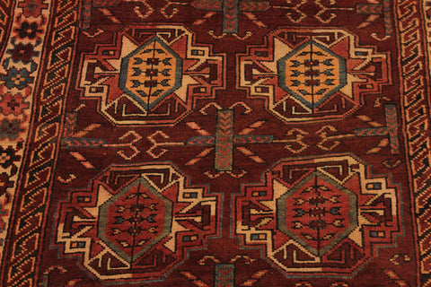 handmade Geometric Antique Kazak Antique Rust Ivory Hand Knotted RECTANGLE 100% WOOL area rug 3x5