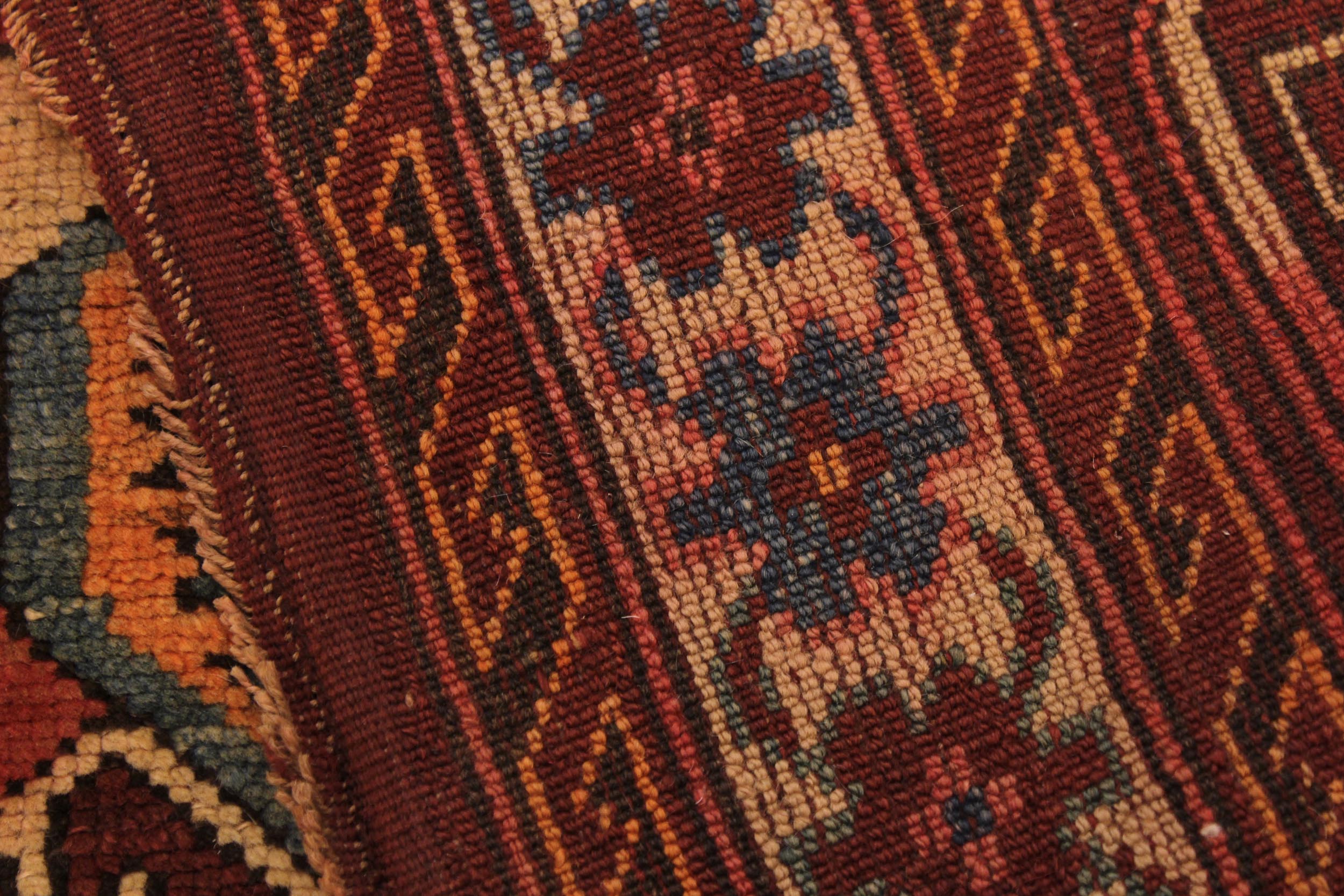 handmade Geometric Antique Kazak Antique Rust Ivory Hand Knotted RECTANGLE 100% WOOL area rug 3x5