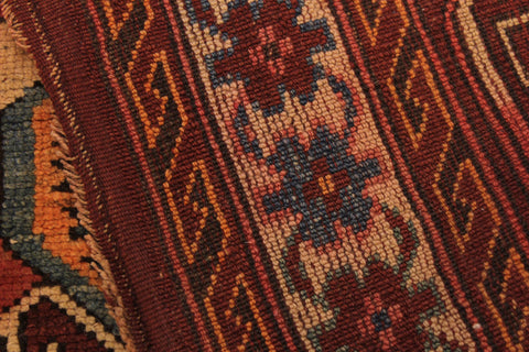 handmade Geometric Antique Kazak Antique Rust Ivory Hand Knotted RECTANGLE 100% WOOL area rug 3x5