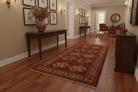 handmade Geometric Antique Kazak Antique Rust Ivory Hand Knotted RECTANGLE 100% WOOL area rug 3x5