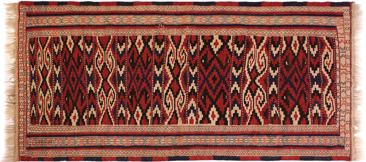 handmade Geometric Soumakh Red Blue Hand-Woven RECTANGLE 100% WOOL area rug 4x6