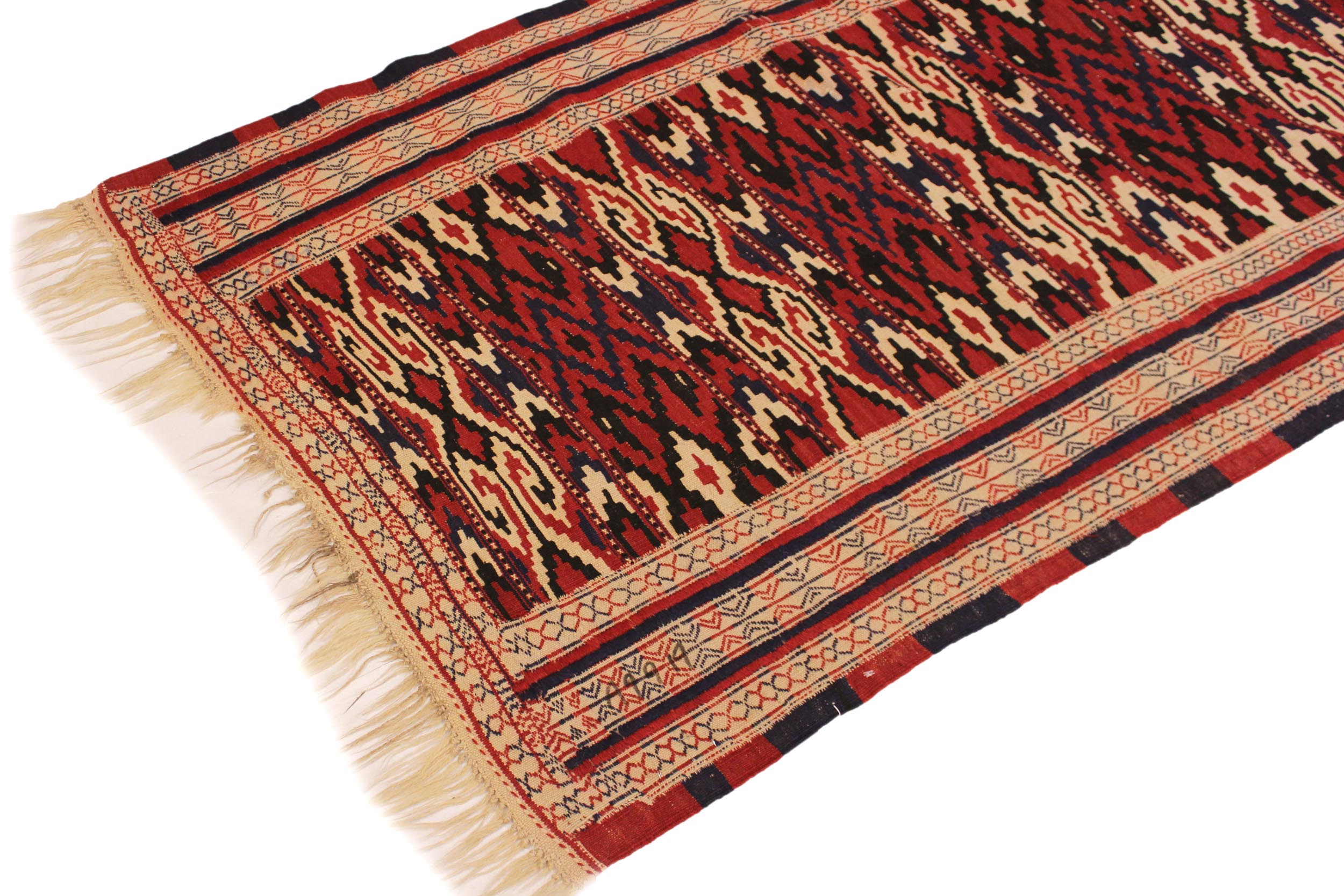 handmade Geometric Soumakh Red Blue Hand-Woven RECTANGLE 100% WOOL area rug 4x6