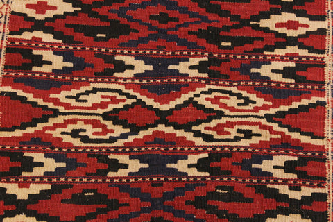 handmade Geometric Soumakh Red Blue Hand-Woven RECTANGLE 100% WOOL area rug 4x6