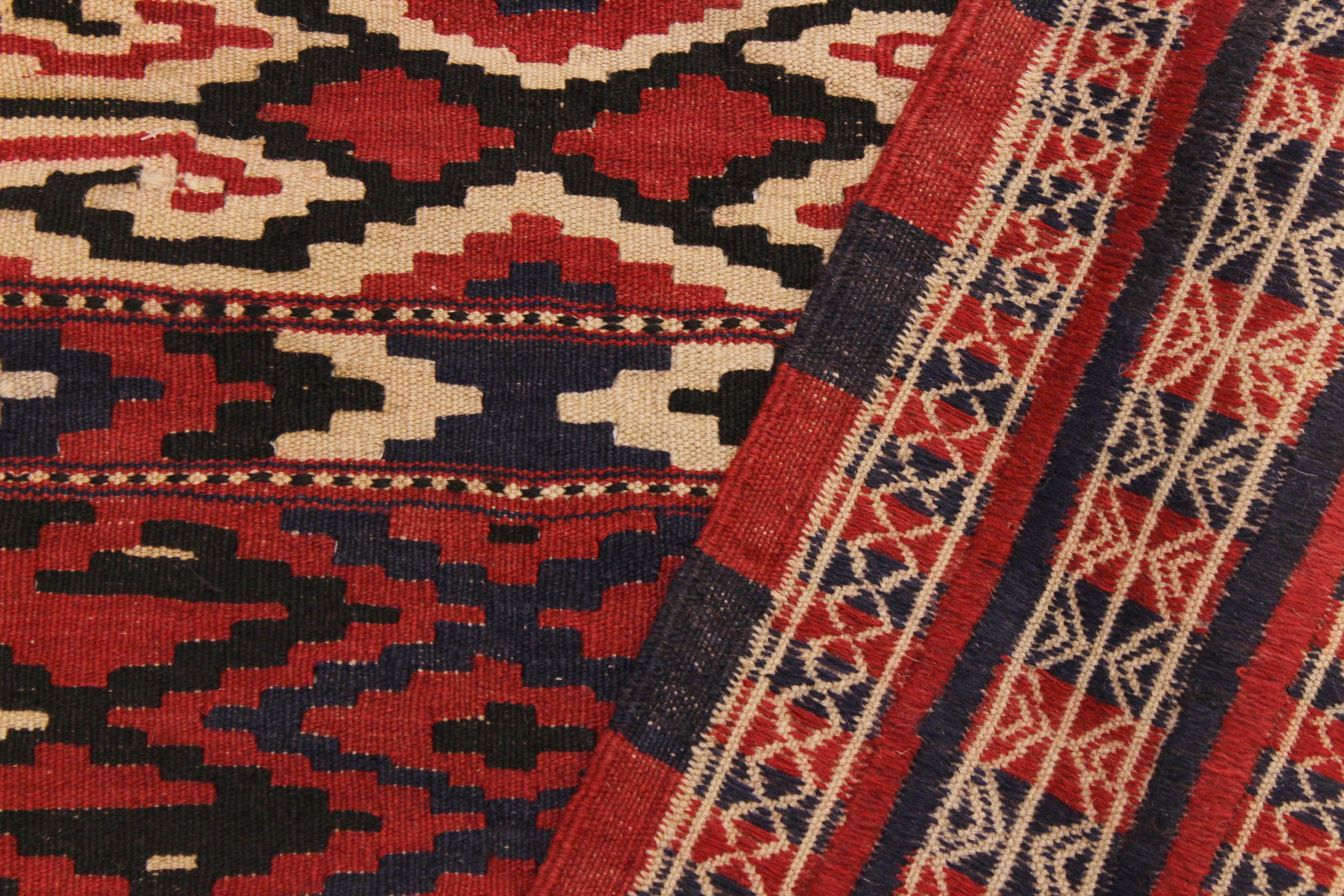 handmade Geometric Soumakh Red Blue Hand-Woven RECTANGLE 100% WOOL area rug 4x6