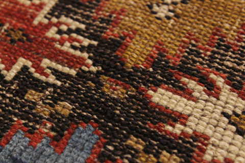 handmade Geometric Antique Kazak Antique Ivory Blue Hand Knotted RECTANGLE 100% WOOL area rug 3x5