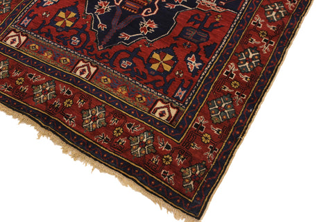 handmade Traditional Antique Sherwan Blue Rust Hand Knotted RECTANGLE 100% WOOL area rug 4x7