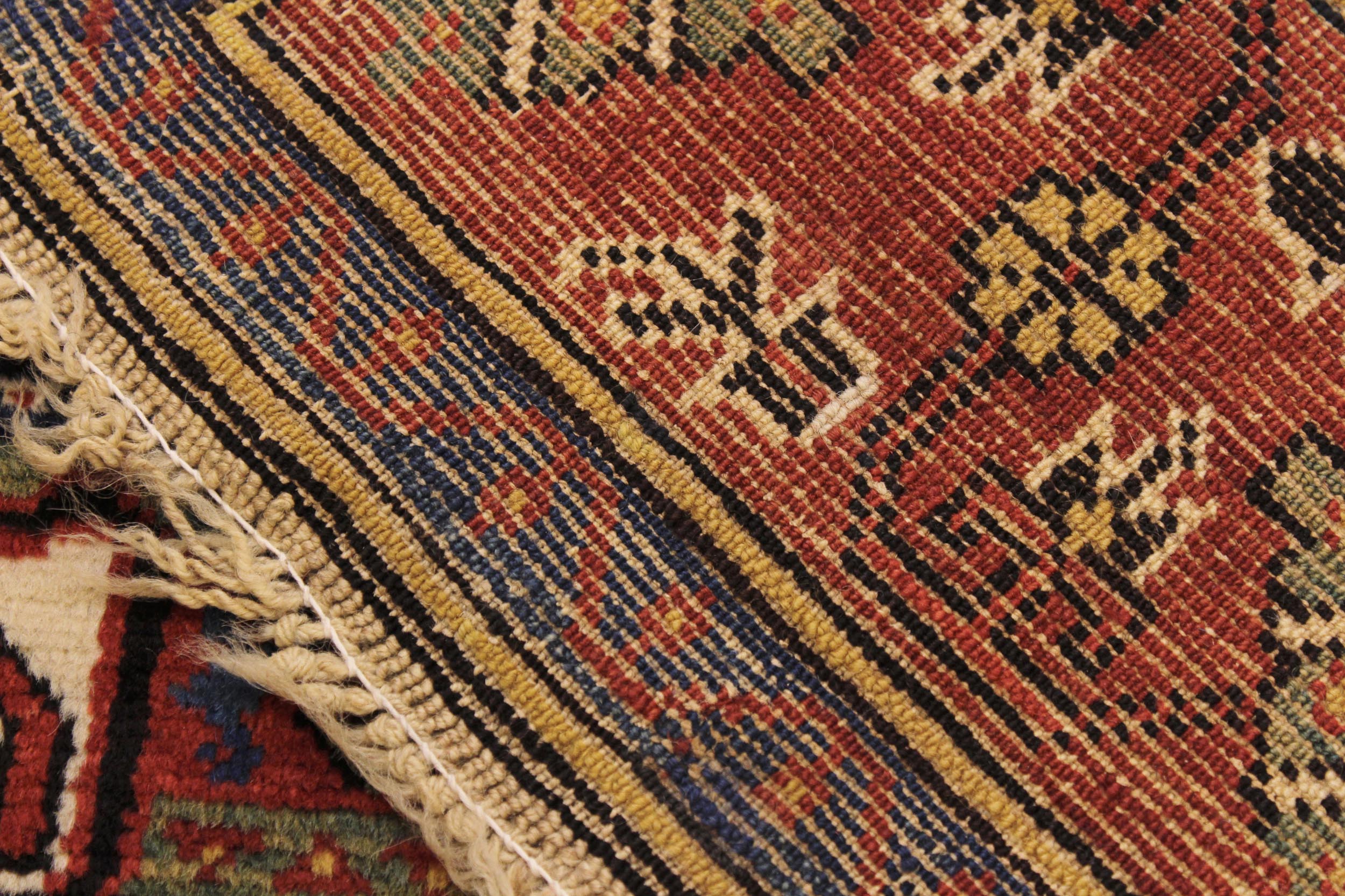 handmade Traditional Antique Sherwan Blue Rust Hand Knotted RECTANGLE 100% WOOL area rug 4x7