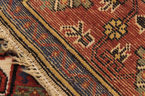 handmade Traditional Antique Sherwan Blue Rust Hand Knotted RECTANGLE 100% WOOL area rug 4x7