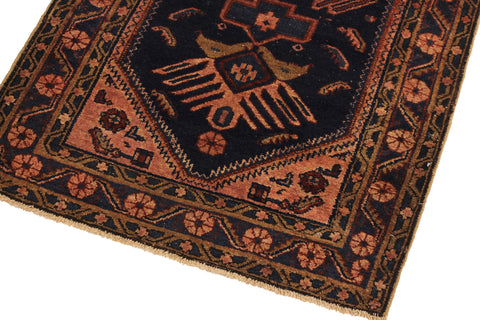 handmade Geometric Antique Kazak Antique Blue Lt.red Hand Knotted RECTANGLE 100% WOOL area rug 3x5