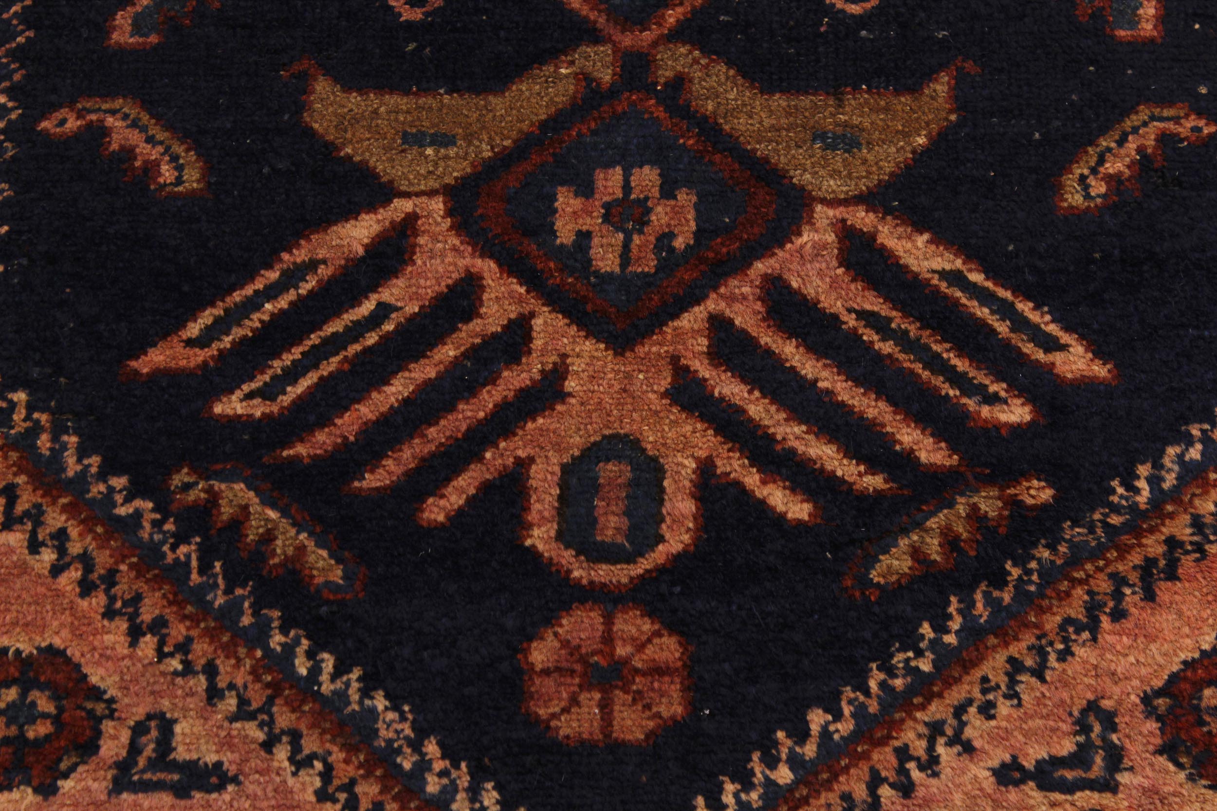 handmade Geometric Antique Kazak Antique Blue Lt.red Hand Knotted RECTANGLE 100% WOOL area rug 3x5