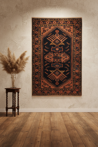 handmade Geometric Antique Kazak Antique Blue Lt.red Hand Knotted RECTANGLE 100% WOOL area rug 3x5