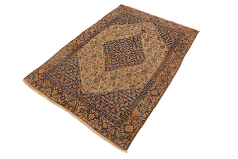 handmade Traditional Antique Antique Tan Blue Hand Knotted RECTANGLE 100% WOOL area rug 4x6