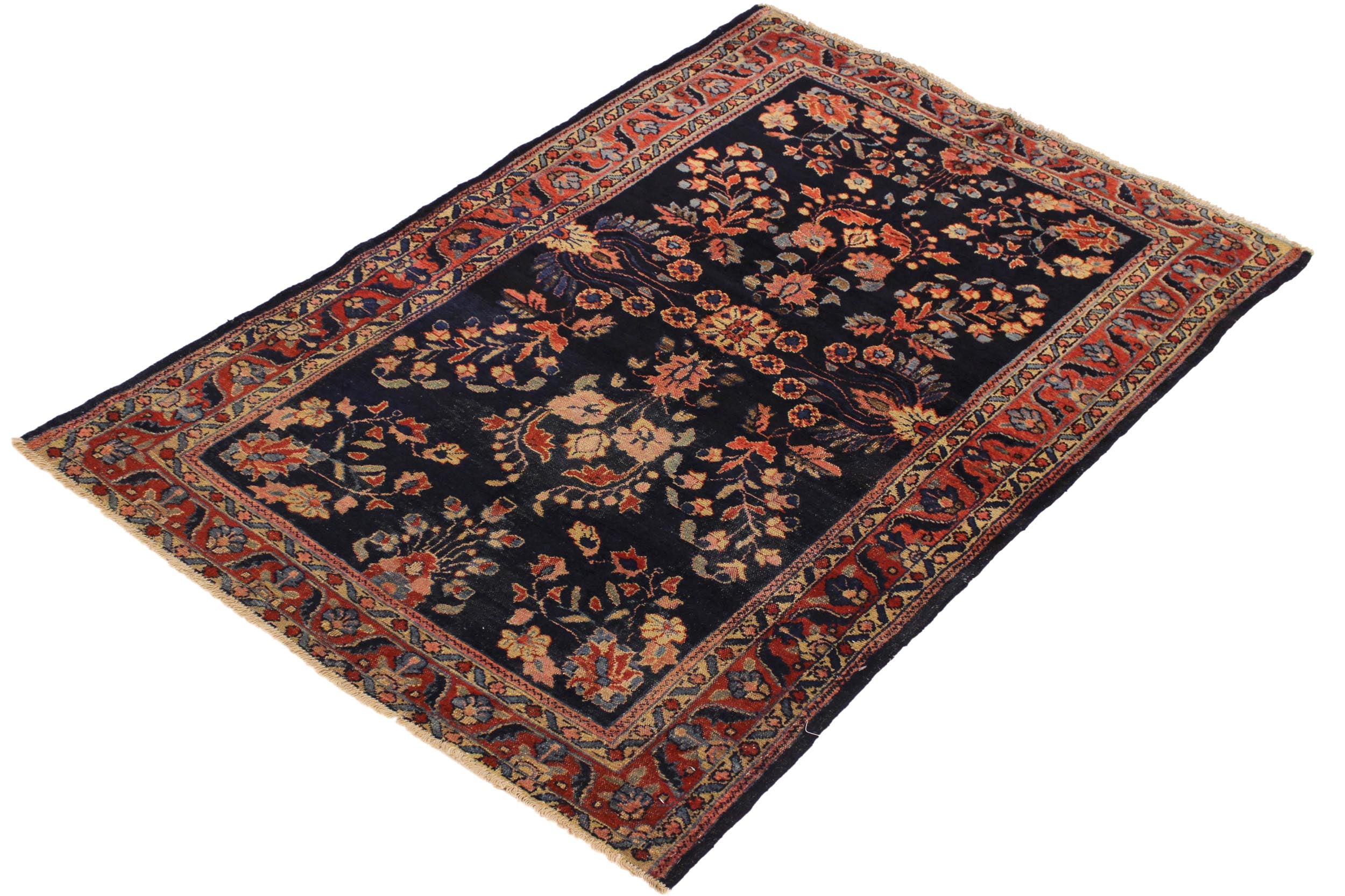 handmade Traditional Antique Sarook Blue Rust Hand Knotted RECTANGLE 100% WOOL area rug 3x5