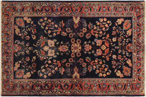 handmade Traditional Antique Sarook Blue Rust Hand Knotted RECTANGLE 100% WOOL area rug 3x5