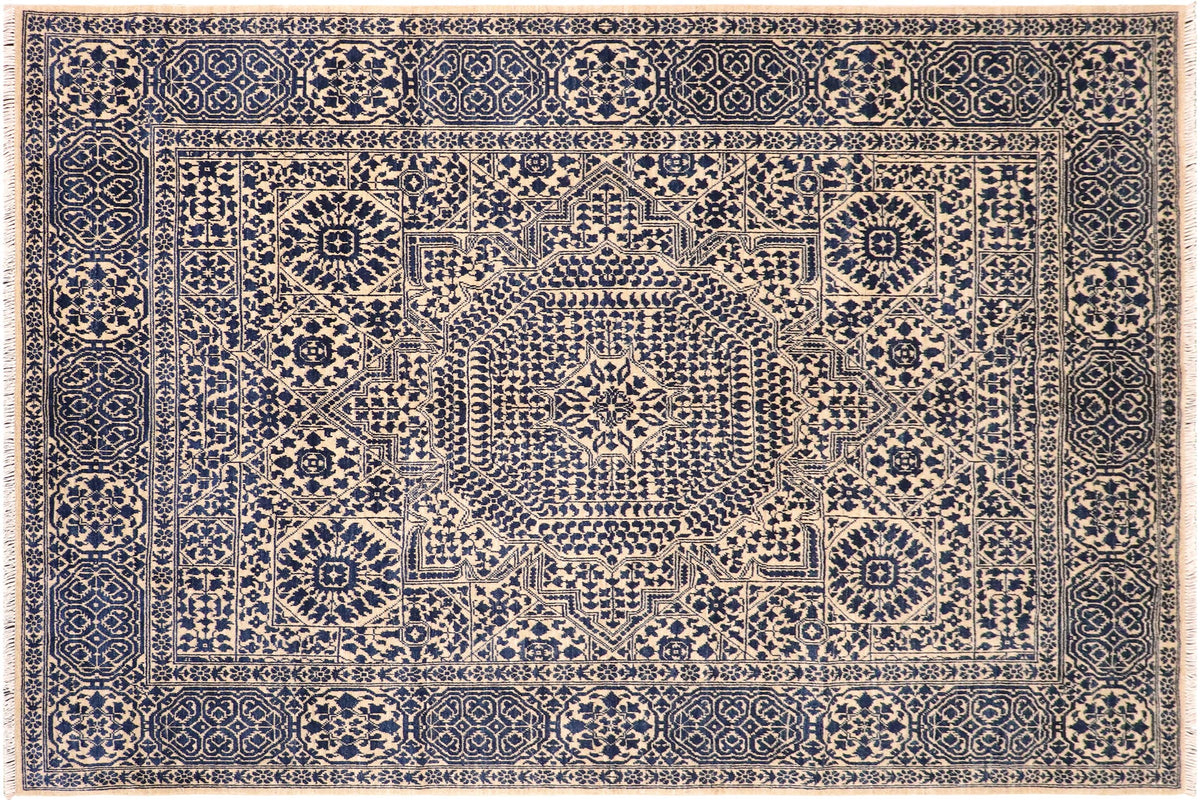 handmade Geometric Mamluk Ivory Beige Hand Knotted RECTANGLE 100% WOOL area rug 8 x 10