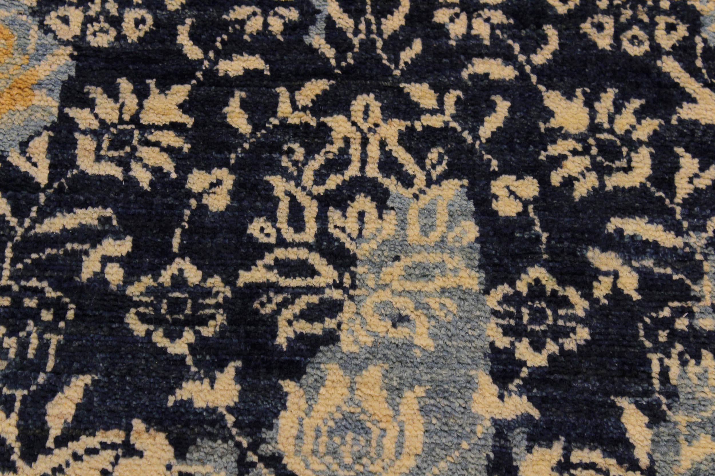 handmade Modern Kafkaz Blue Ivory Hand Knotted RECTANGLE 100% WOOL area rug 10' x 14'