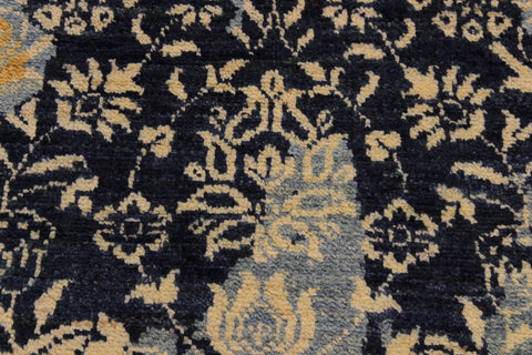 handmade Modern Kafkaz Blue Ivory Hand Knotted RECTANGLE 100% WOOL area rug 10' x 14'